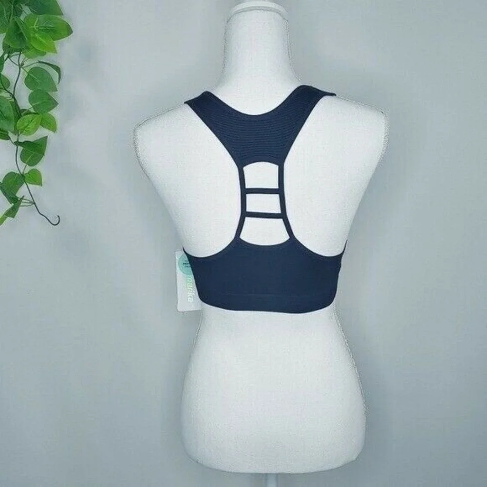 Marika Sports Bra Black Seamless Ladder Back Racerback WMS SM Yoga/Pilates Top